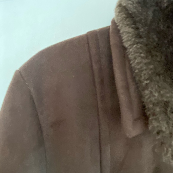 Liz Claiborne Dark Brown Faux Fur Lined Belted Fall Casual  Coat- Sz-M - Picture 6 of 16